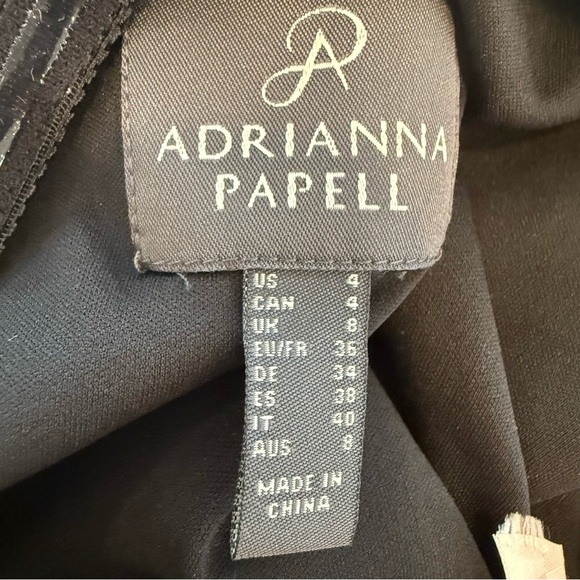 Adrianna Papell Black One Shoulder Draped Side Asymmetrical Neck Prom Dress 4 - Picture 6 of 16